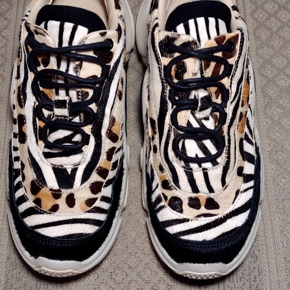 Mark Nason Animal Print Leopard Zebra Hair Calf Trainer Shoes - Picture 13 of 15